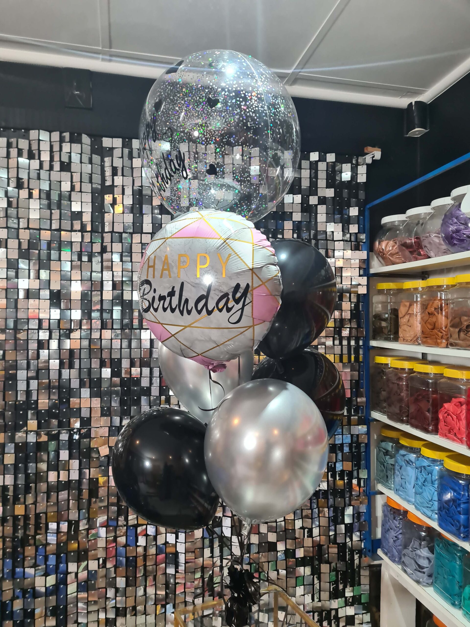 36" Bubble Personalised Balloon with HBD Foil Bouquet - Image 4