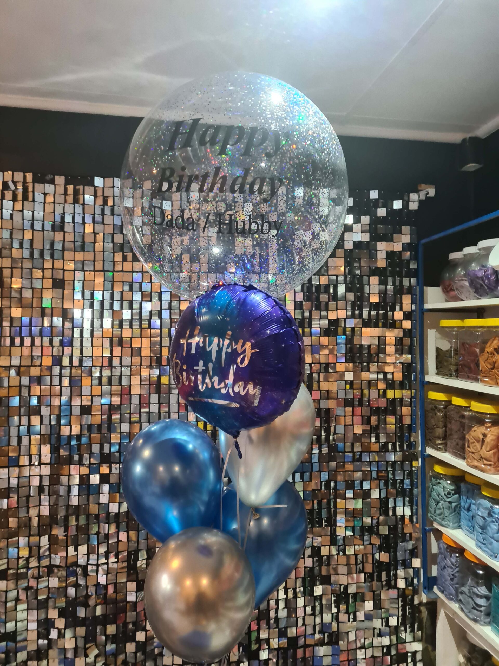 36" Bubble Personalised Balloon with HBD Foil Bouquet - Image 3