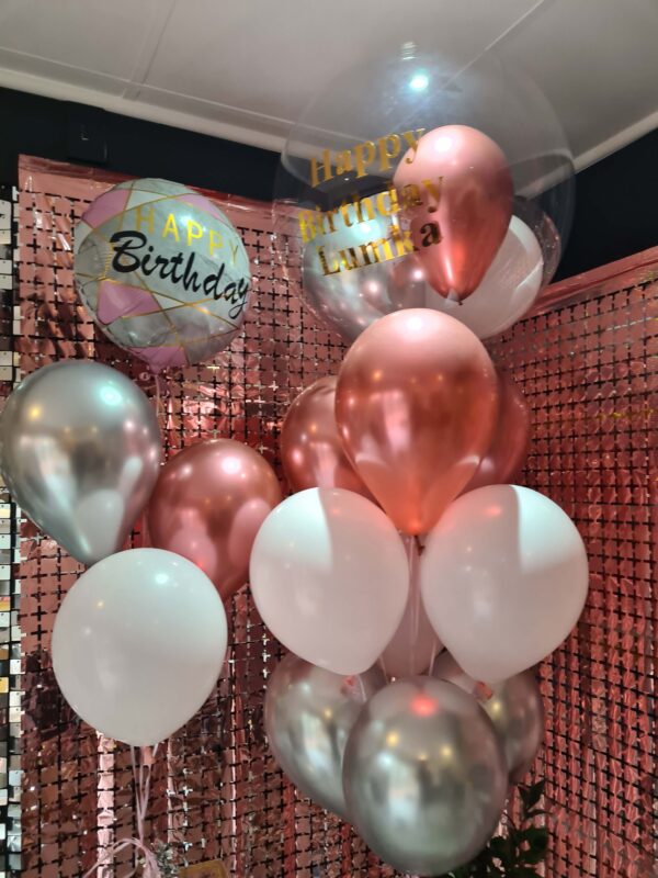 36" Bubble Personalised Balloon with HBD Foil Bouquet