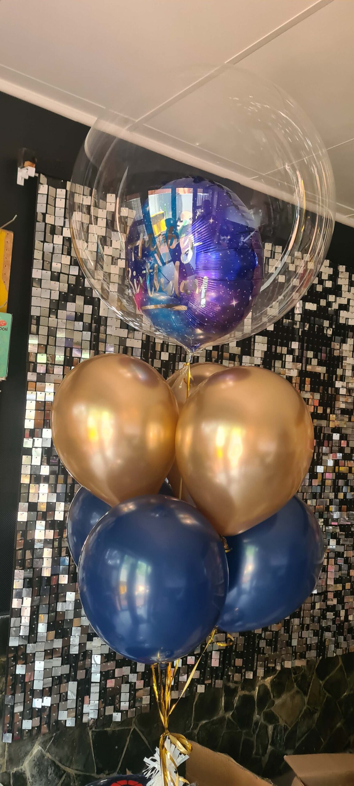 36" Bubble Personalised Balloon with HBD Foil Bouquet - Image 6